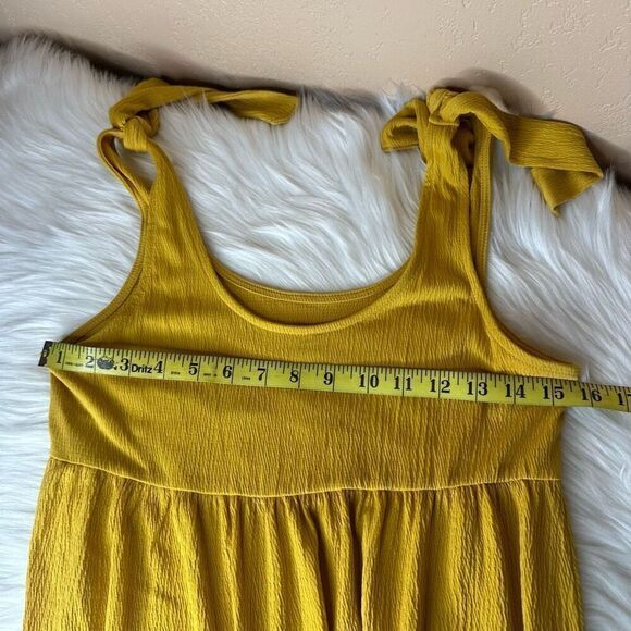 Wild Fable Mustard Shoulder Tie Textured Sleeveless Dress Size Medium - Picture 6 of 9